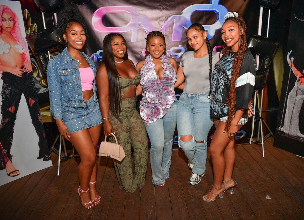 Bahja Rodriguez, Reginae Carter, Breaunna Womack, Lourdes Rodriguez and Zonnique Pullins attend OMG Girlz "Make A Scene" Single Release & Video Viewing Party at Trap City Cafe on March 27, 2025 in Atlanta, Georgia