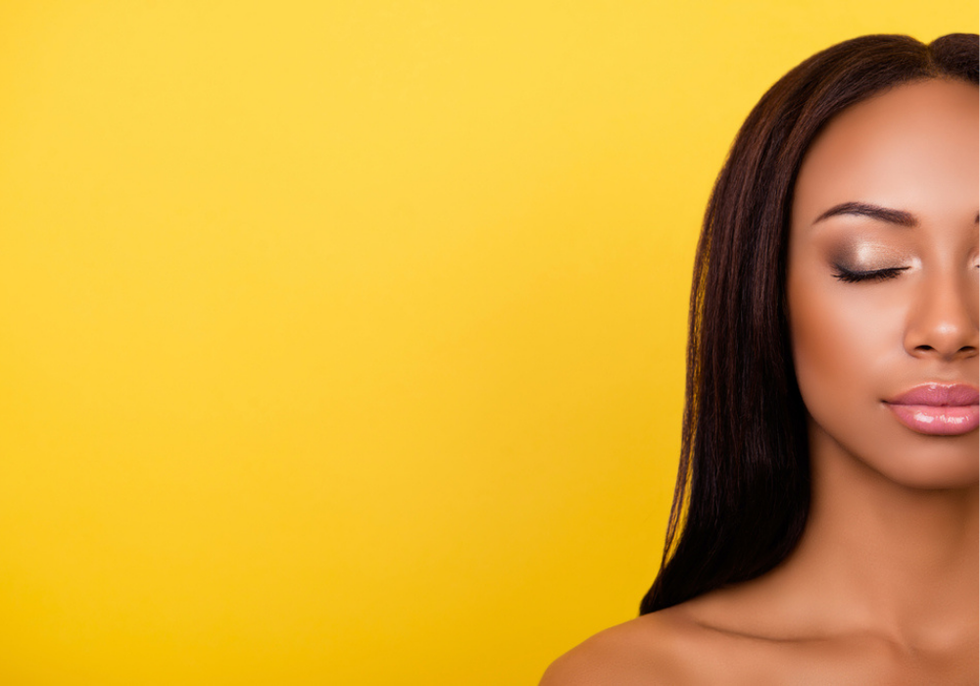 Black woman eyes closed