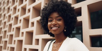 stylish-Black-woman-afro-hair-geometric-wall