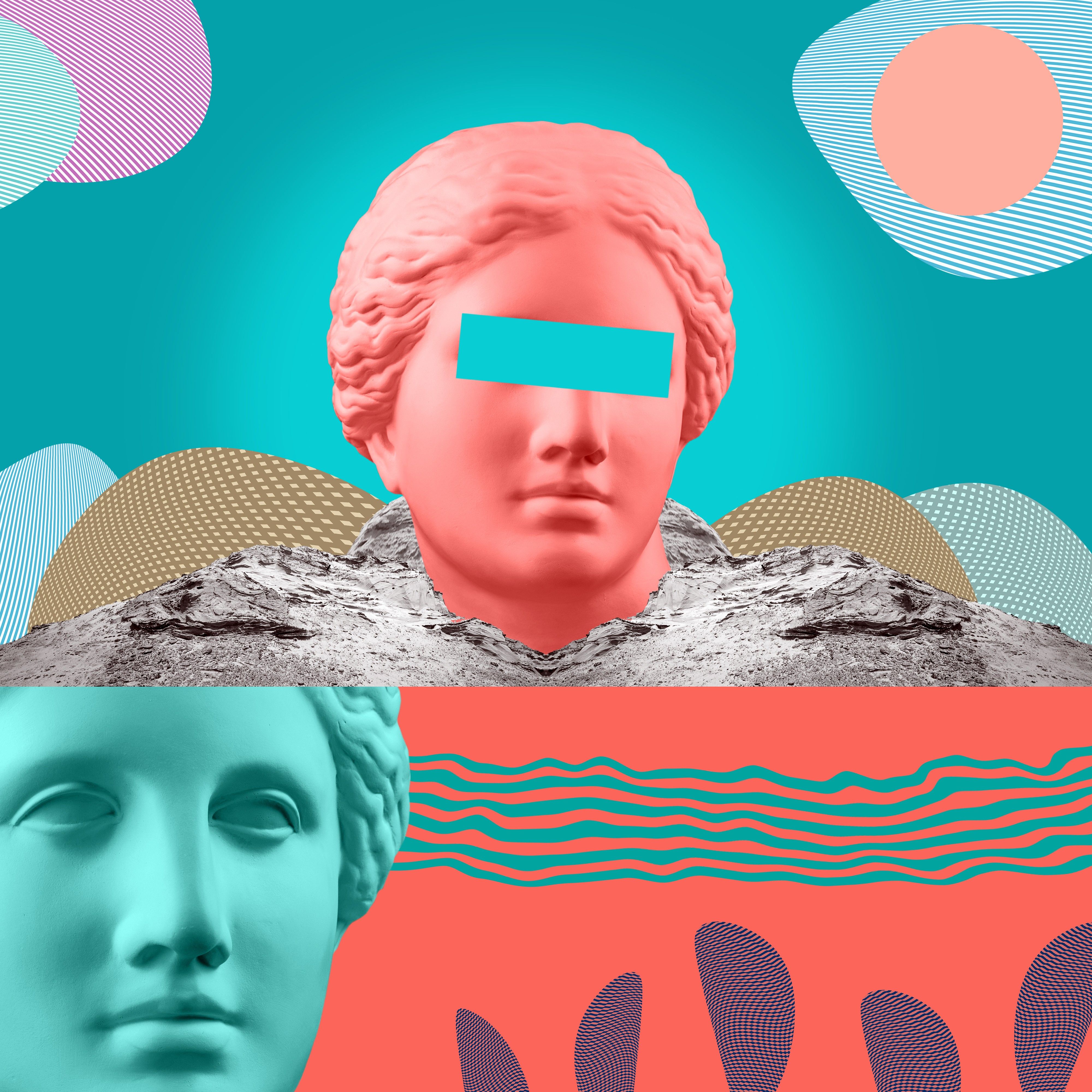 Modern-conceptual-art-poster-with-ancient-statue-of-bust-of-Venus