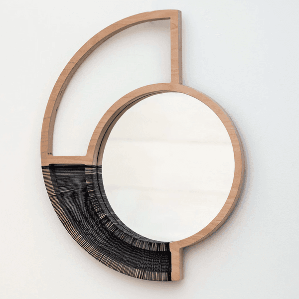 Woven Natural Wood Wall Mirror