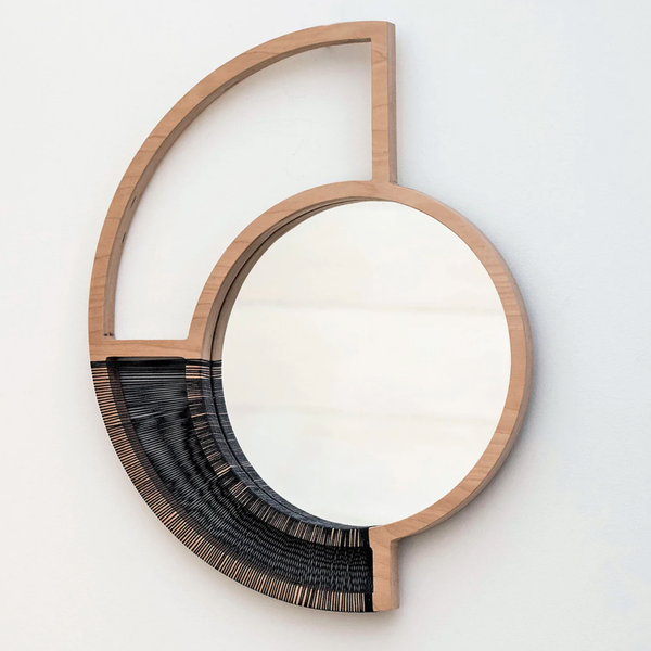 Woven Natural Wood Wall Mirror