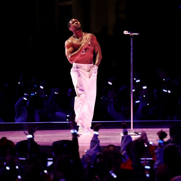 Usher performing at Super Bowl LVIII Halftime Show