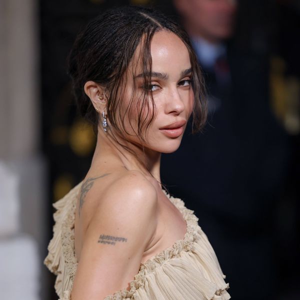 Zoe Kravitz braids attending the Saint Laurent Menswear Fall-Winter 2025/2026 show as part of Paris Fashion Week at La Bourse de Commerce - Pinault Collection on January 28, 2025 in Paris, France